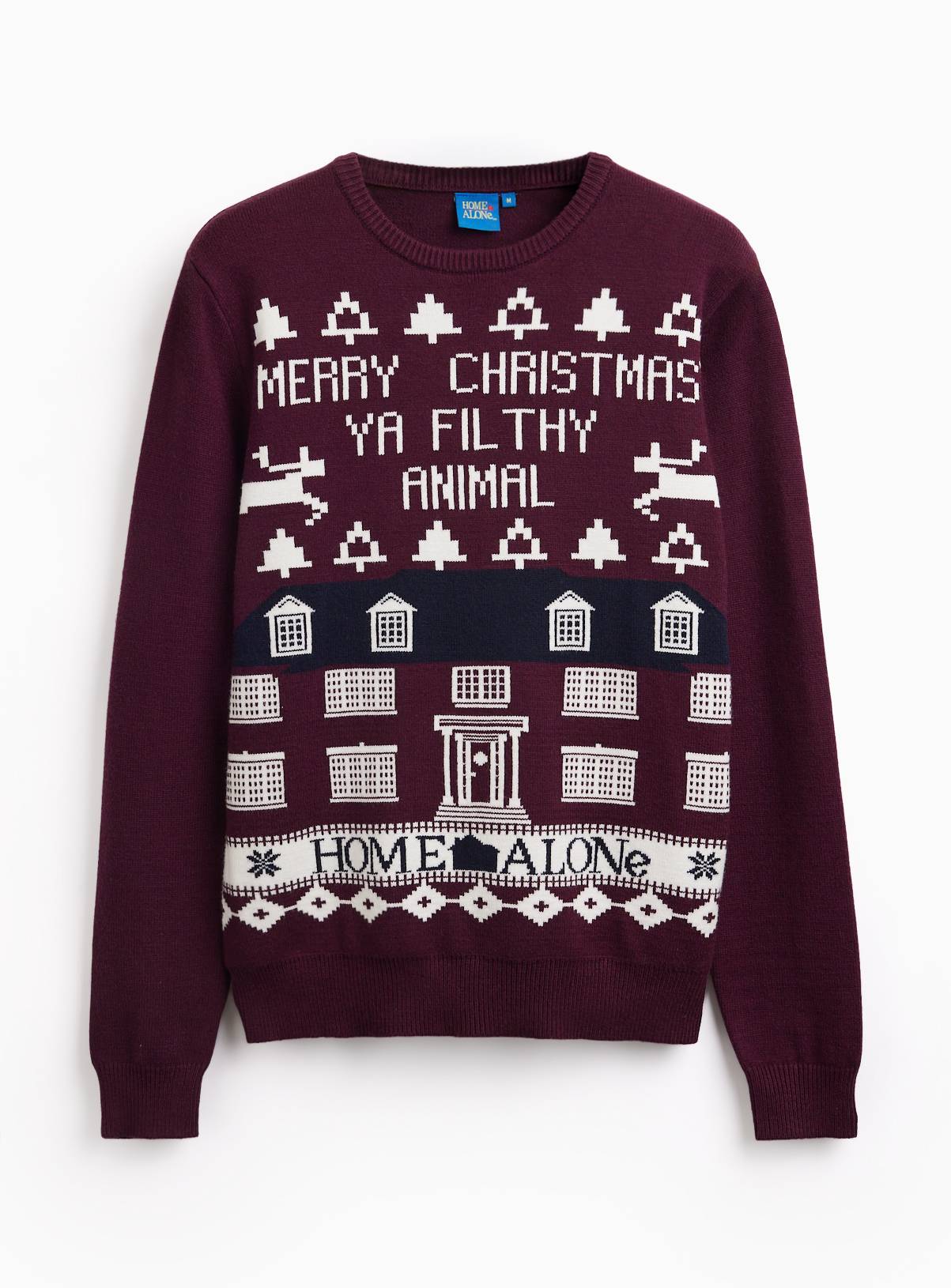Home Alone Dark Red Christmas Jumper XS - Image 2